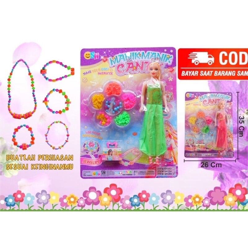 Boneka Manik-Manik 3D DIY Gelang Bahan Plastik dengan Tali Mainan Boneka + Mainan Manik Manik Meronce Set SH354