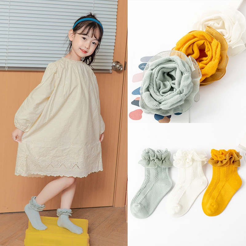 ByKiddos - Kaos Kaki Anak Gadis Bayi Renda Bahan Katun Lembut Import Gaya Korea