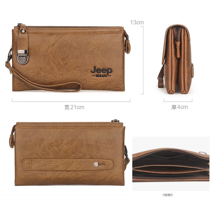 murah clutch jeep tas tangan kulit pria wanita dompet jeep key lock original import