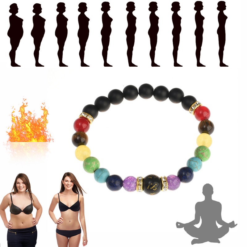 Fashion Seven Chakra Healing Yoga Bracelet/Gelang Yoga Rantai Tali Dikepang