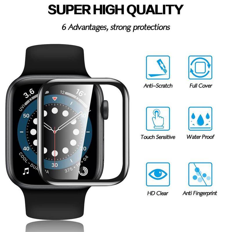 Pelindung Layar Untuk Apple Watch Ultra Series8 7 45mm 41mm 49mm Aksesoris Soft Glass 9D HD Full Film Untuk iWatch Series6 5 4 3 2 Se2022 44mm 40mm 42mm 38mm