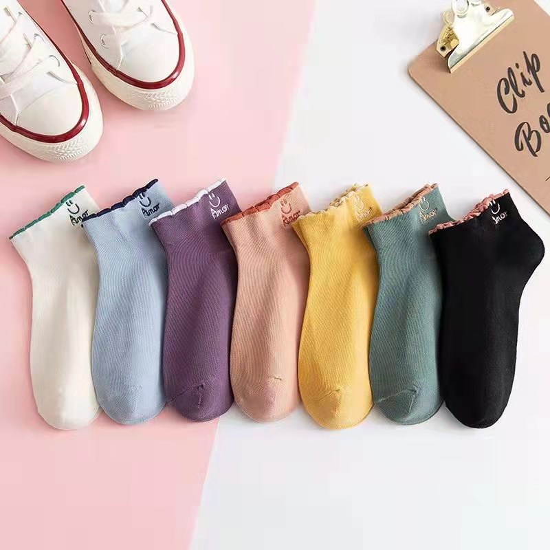 ⭐️𝐈𝐇𝐒 𝟓𝟕𝟔 𝐋𝐚𝐦𝐩𝐮𝐧𝐠⭐️Kaos Kaki Wanita Pria Motif Smile Fashion Japan Unisex Kaos Kaki Pendek Ankle Socks Import