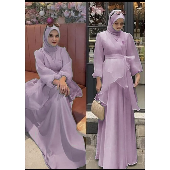 4 UKURAN M L XL XXL MAXY ORGANZA FASHION PAKAIAN WANITA DRESS GAMIS MAXI BAHAN VELVET EDHM