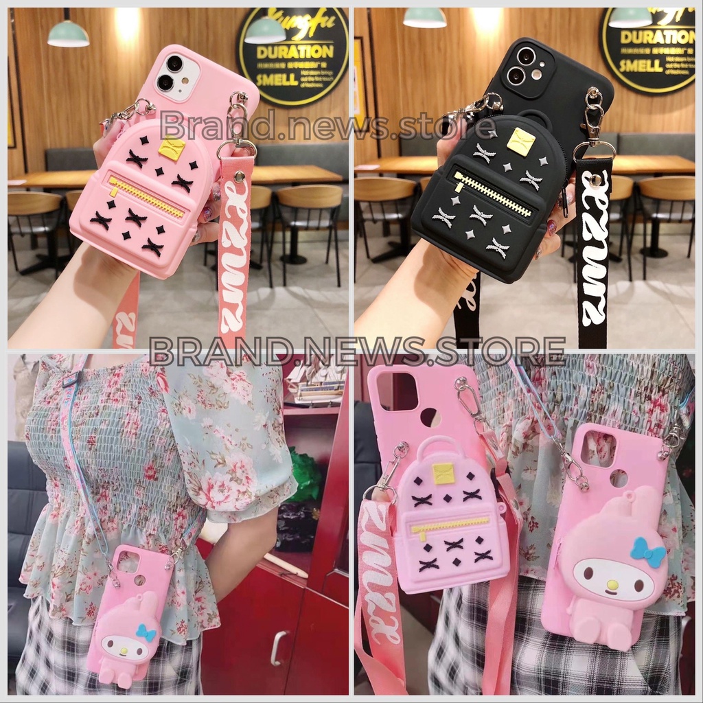 OPPO F9/ F9 PRO/ SOFT CASE TAS BONEKA DOMPET KOIN/COIN + GANTUNGAN TALI HP SELEMPANG