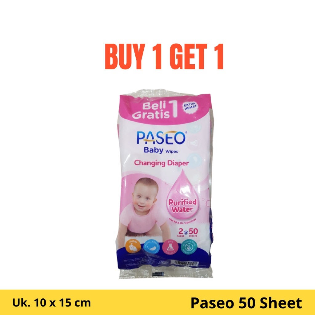 Tissu Tisu Basah Paseo Baby Wipes Changing Diaper 50 Sheets Buy 1 Get 1