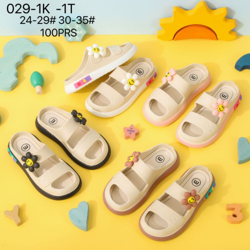 Sandal Couple selop widges Double starp import jelly sintetis motif bunga matahari