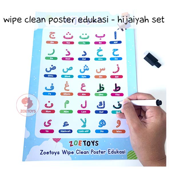 Zoetoys Wipe Clean Poster Edukasi Set | Belajar Huruf Angka Bentuk Reusable Laminasi | Pendidikan Anak Paud Balita TK | Cari Bingkisan Hampers