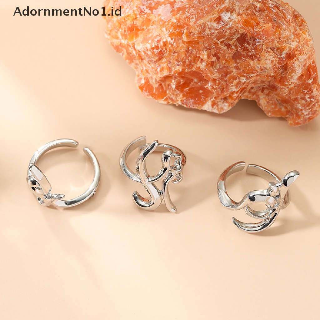 [AdornmentNo1] 3pcs Punk Berlebihan Pembukaan Tidak Teratur Harian Ujung Jari Pelindung Kuku Cincin Set [ID]