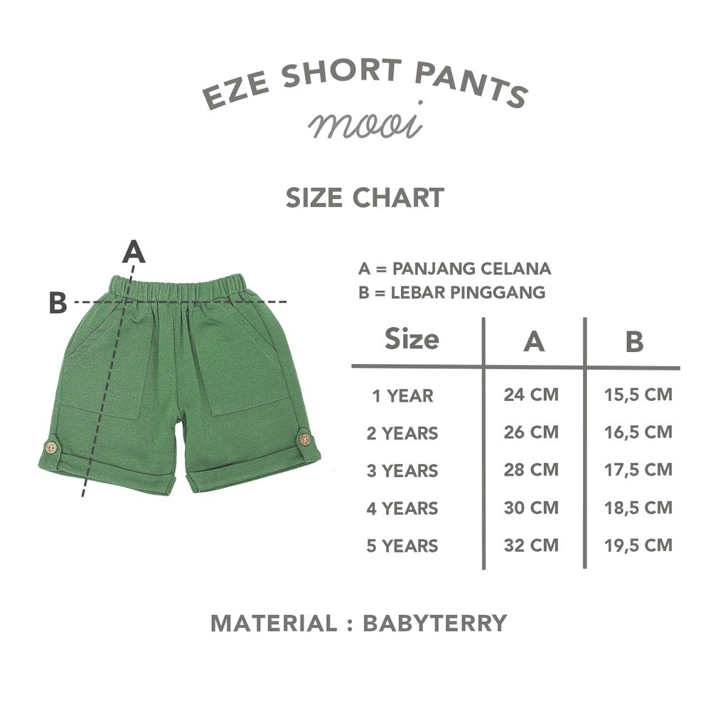 Mooi Celana Pendek Anak Laki-Laki Eze Short Pants / Celana Pendek Anak 1-5 Tahun