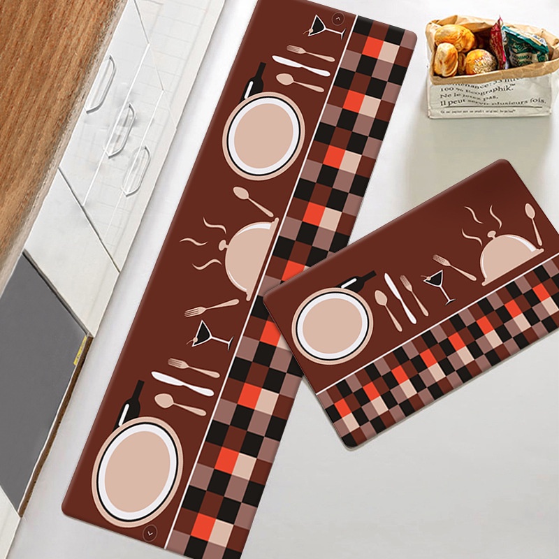 ❀ Chingu ❀ KS005 Keset Kaki (Tanpa Kemasan) Keset Kaki Dapur 2 in 1 Isi 2 pcs (40 x 60 cm &amp; 40 x 120 cm) Motif Karpet Kitchen Matras Kasur Import Murah Cod Keset Kaki