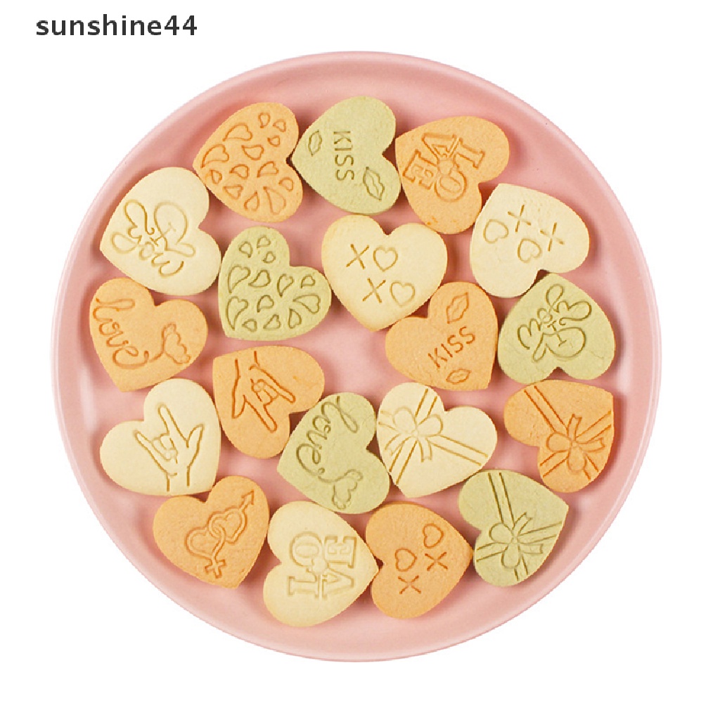 Sunshine 10Pcs/Set Cetakan Biskuit Valene Day Love Bentuk Hati Cookie Molds Baking.