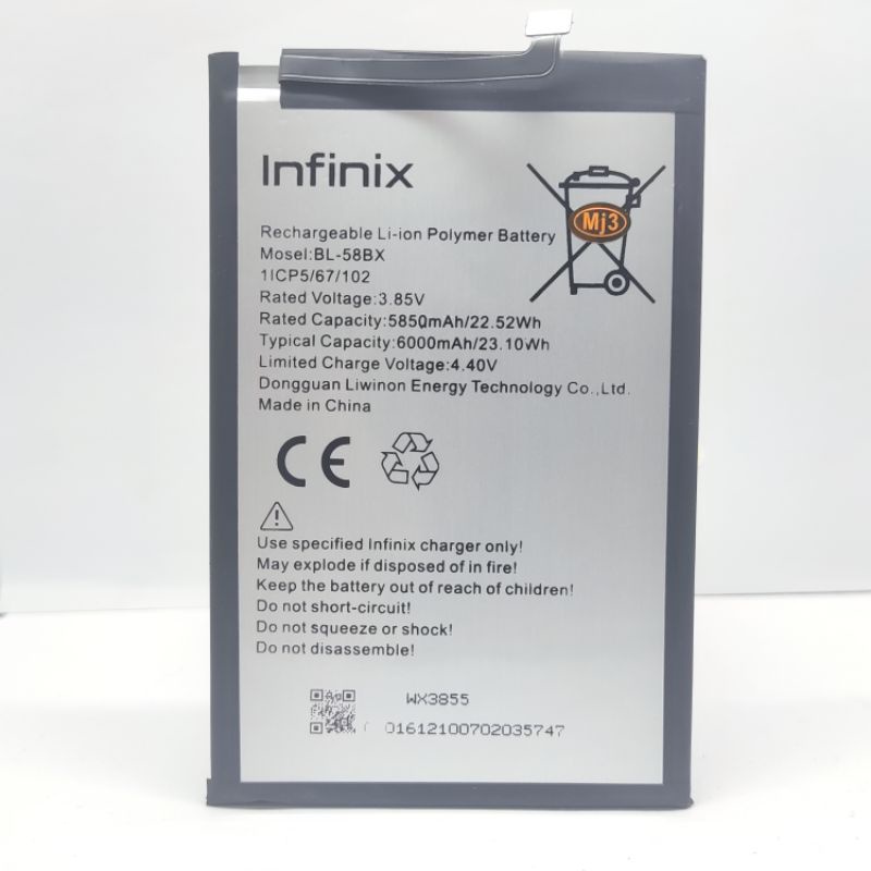 BATERAI BATRE INFINIX HOT 9 PLAY X680 - HOT 10 PLAY - HOT 11 PLAY  X688B X688C HOT 12 PLAY X6816 BL58BX HOT 10S BATTERY ORIGINAL 100 %