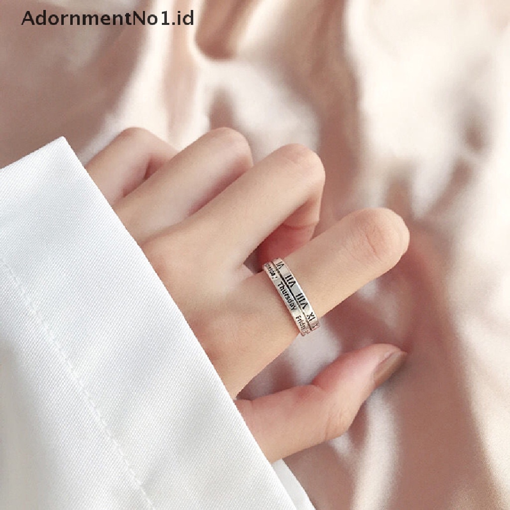 [AdornmentNo1] 3pcs Cincin Angka Romawi Gaya Vintage Senin Rabu Kamis Cincin Jari Perhiasan Sehari-Hari Untuk Wanita Pria Hadiah Ulang Tahun [ID]