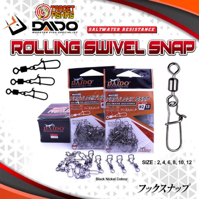 DAIDO ROLLING SWIVEL SNAP / POWER SWIVEL kili-kili plus peniti pancing casting