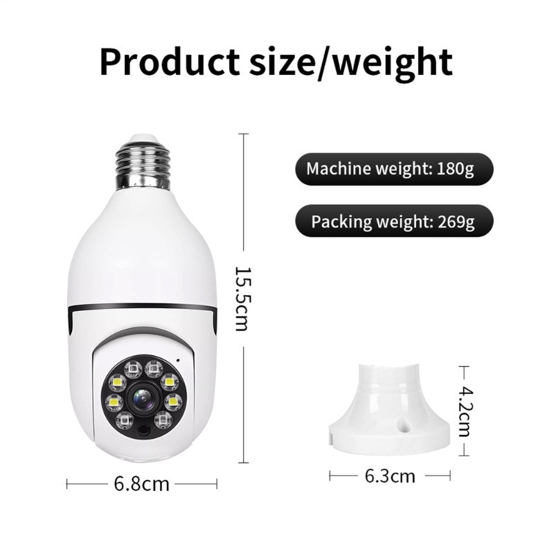 【COD】IP Kamera CCTV Wireless Bulb Socket 5G WiFi Security Protection HD 1080P Spy Camera 360 PTZ