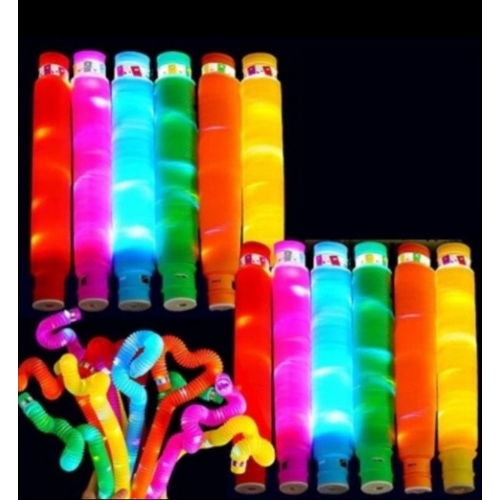 Mainan Anak Viral Light Up Pop Tubes Pop Pipes Mainan Lampu Stick Pipa Selang Fidget Toy LED 1PCS