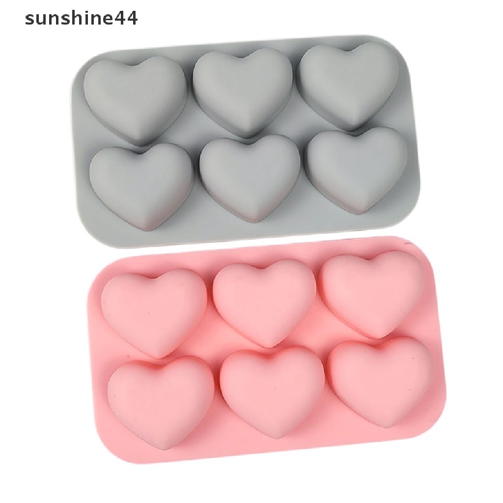 Sunshine 1Pc 6-rongga Cetakan Kue Silikon 3D Love Peach Shape Mold DIY Baking Tool.