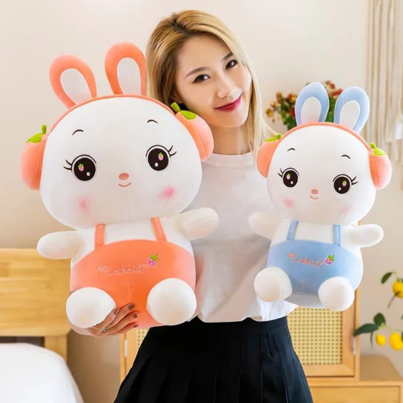 Boneka Kelinci Walkman Boneka Rabbit Pake Walkman Telinga Panjang 40 Cm