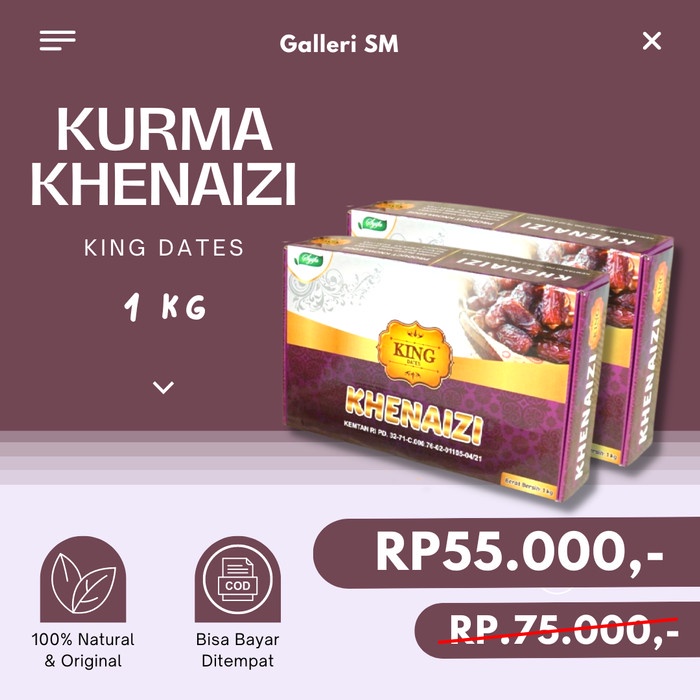 

Parcel Kurma Khenaizi King Dates 1 Kg Premium Korma Arab Tamr Kenaizi Date