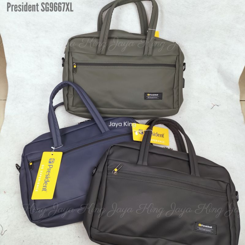 Tas Kantor Laptop USB President Waterproof Selempang Jinjing Kerja Pria Wanita