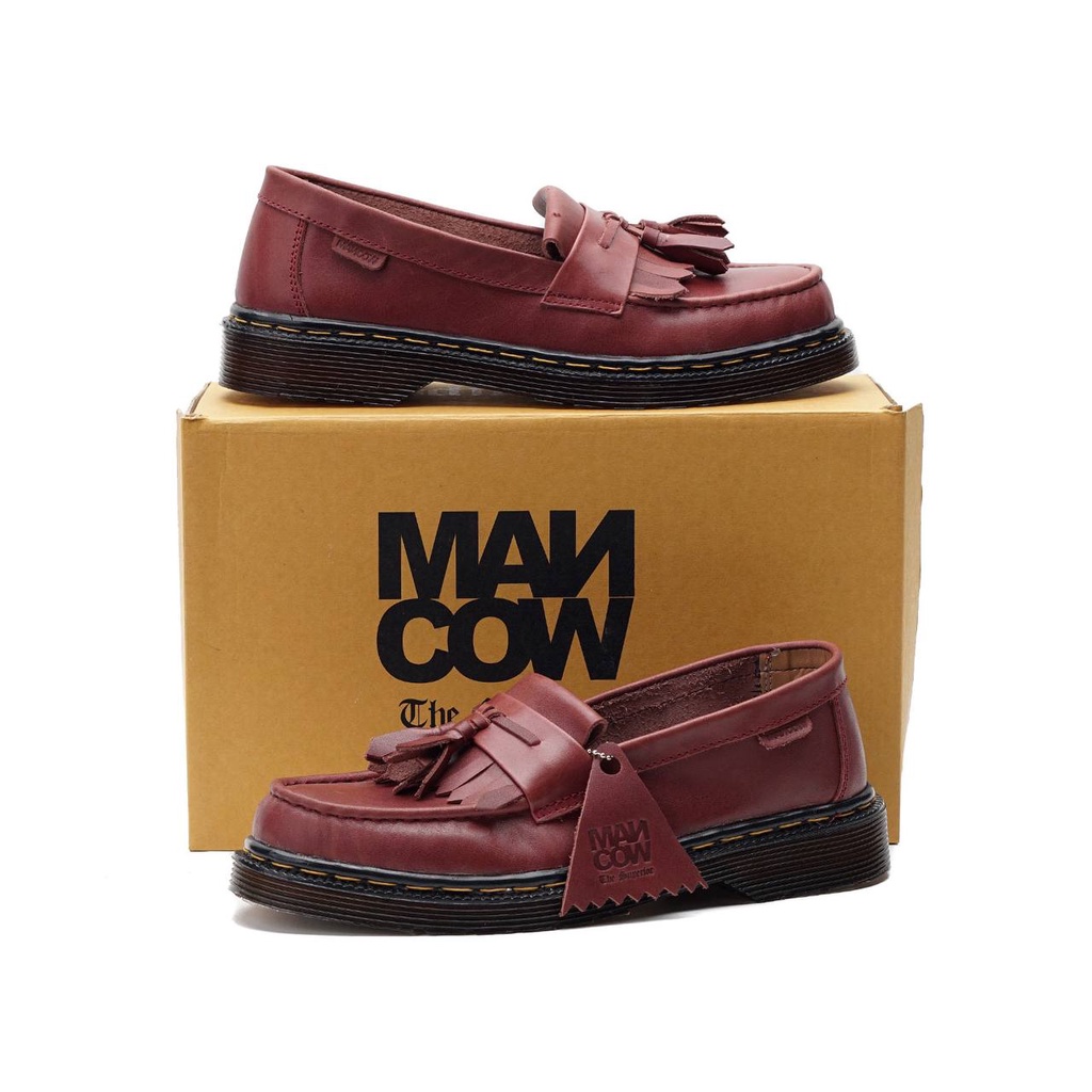 Mancow Loafer Shade Cherry Crazy Horse Sepatu Formal Pria Wanita Original Kulit Asli