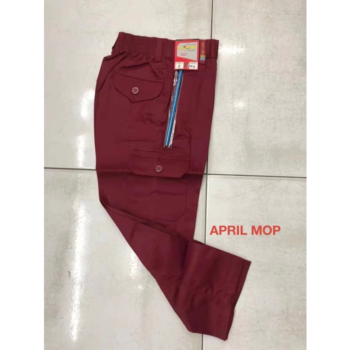 CELANA SD MERAH PANJANG KANTONG SAMPING SERAGAM SEKOLAH APRIL MOP