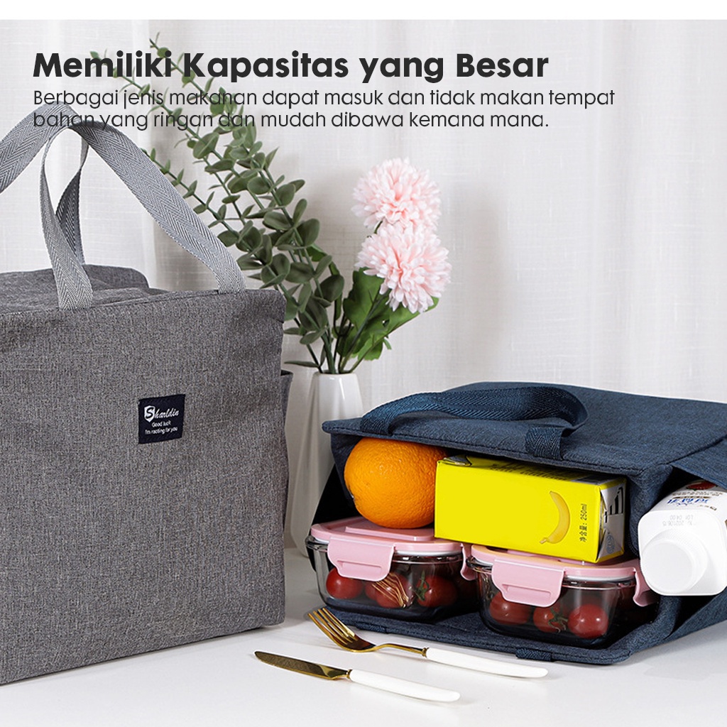 Tas Bekal Tahan Panas/ Tas Bekal Makanan Jumbo / Tas Bekal Jumbo Anti Air Makanan Bento Elegan Aluminium Foil / Lunch Cooler Bag Box