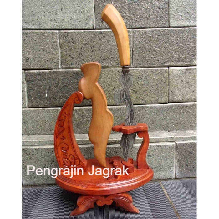 Jagrak Stand Kujang Dan Badik Ukiran Kayu Jati PJ7878