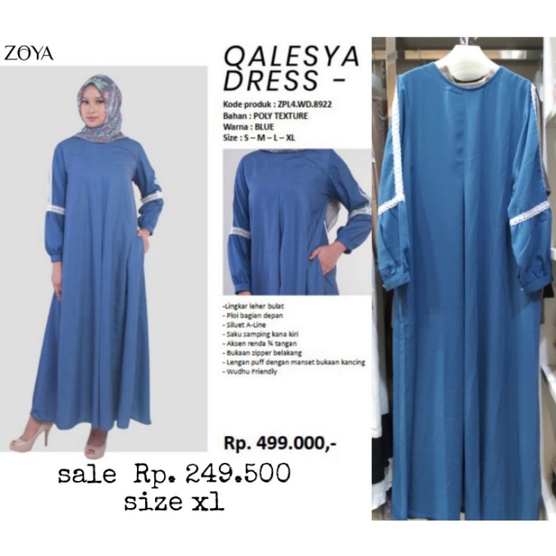 QALESYA DRESS ZOYA BIRU/ GAMIS POLOS