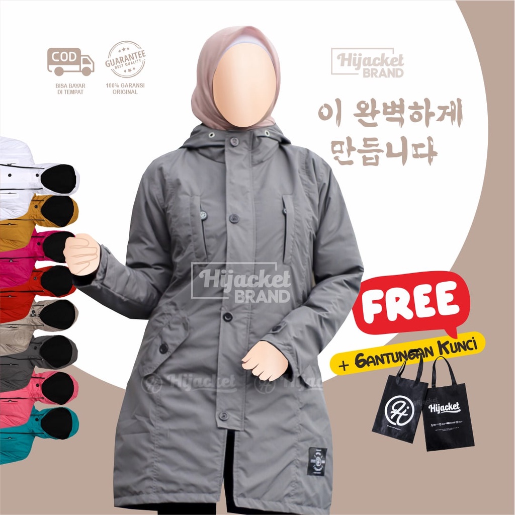 HIJACKET IXORA- JAKET WANITA MUSLIMAH HIJABER PANJANG SYARI ANTI AIR
