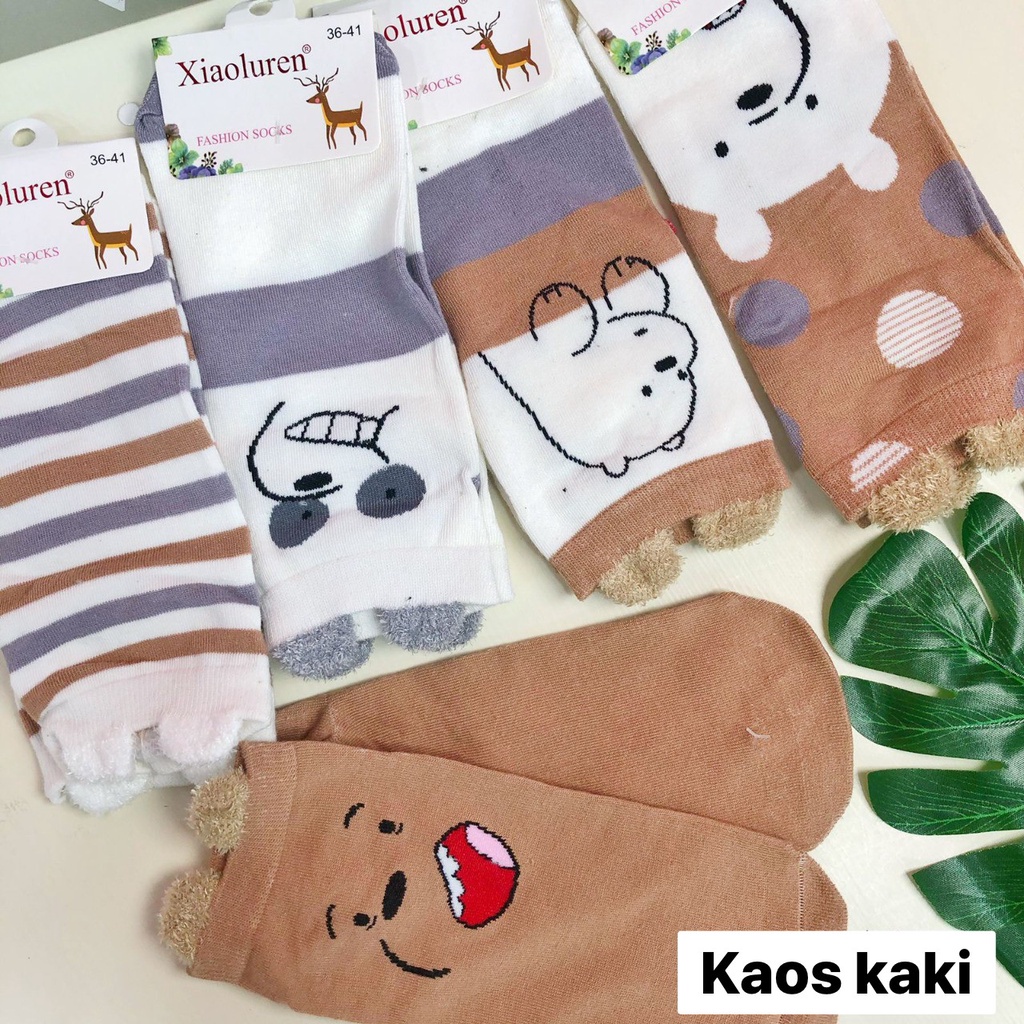 kaos kaki kaus kaki pendek we bare bears bear beruang panda polar kaos kaki cute pendek