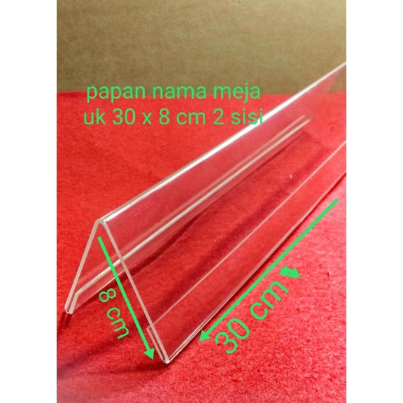 

Zyd akrilik papan nama meja uk 8 x 30 cm tebal 2 mm