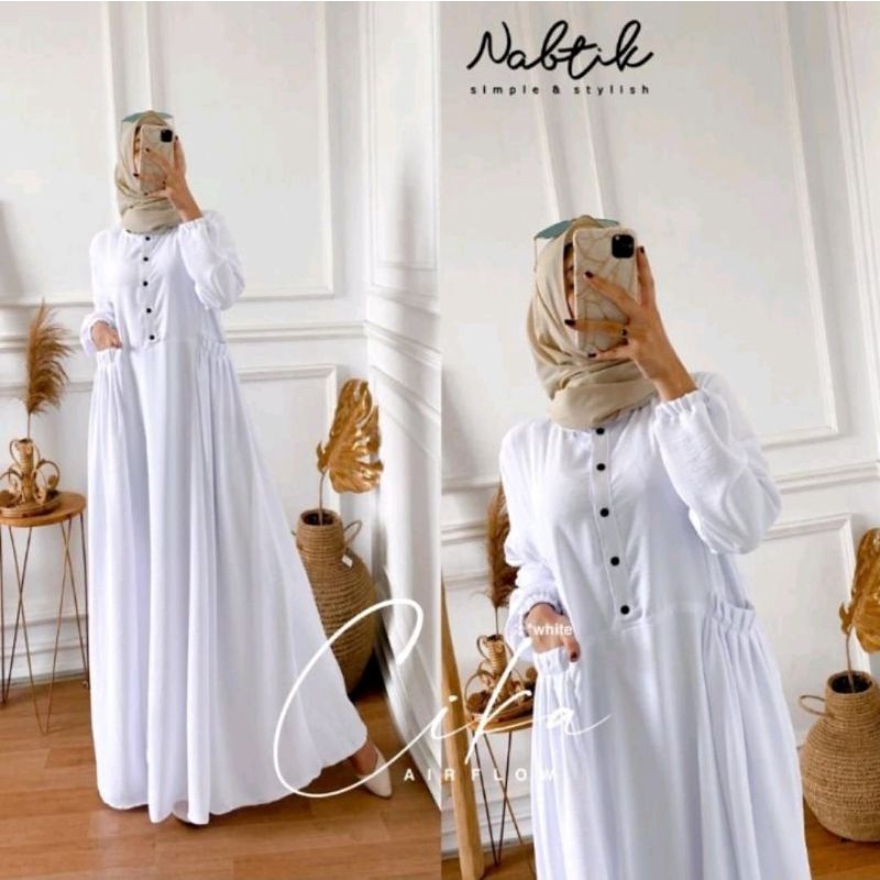 Promo Gamis Putih Lebaran Gamis Cika Bahan Crinkle Airflow Gamis Hitam Polos Gamis Terbaru