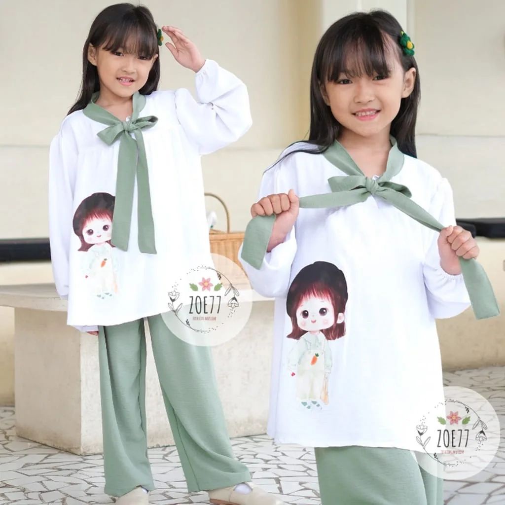 Billa Set Baju Setelan Anak Perempuan Umur 8 11 Tahun Bahan Crinkle Airflow Viral Size M L XL Model 