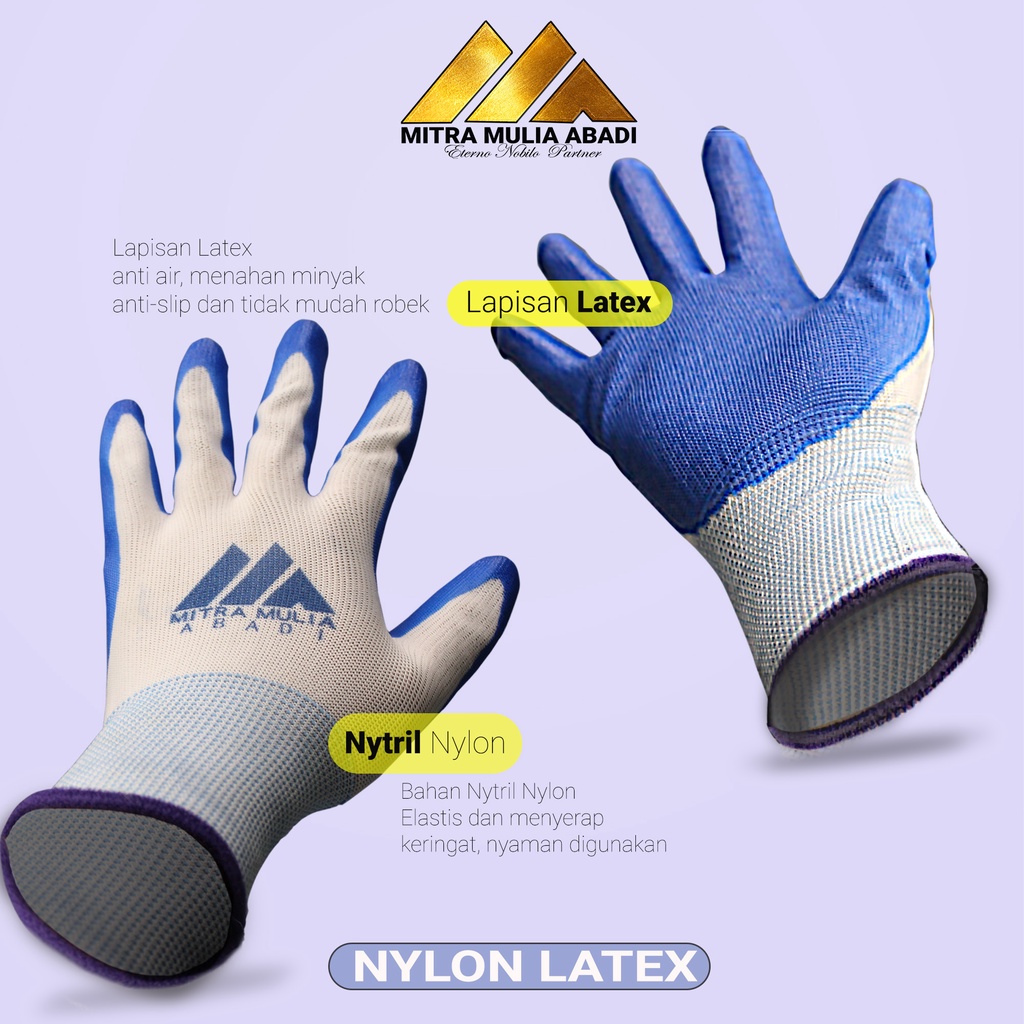 Sarung Tangan Latex Nylon Nitril Palmfit Gloves anti  Robek sarung tangan karet MMA