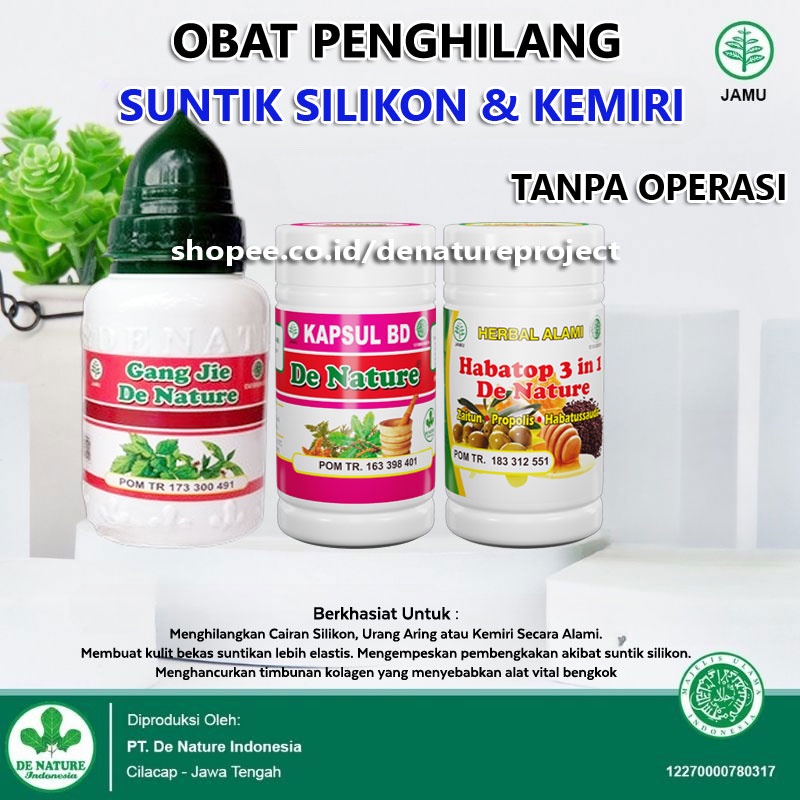 Gangjie Kapsul Bd Habatop 3 IN 1 De Nature Obat Penghilang Silikon Bekas Suntikan Silicon Filler Min
