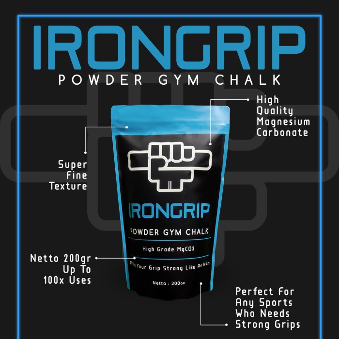 

Irongrip Powder Gym Chalk Kapur Bubuk Gym Magnesium Carbonate MgCO3
