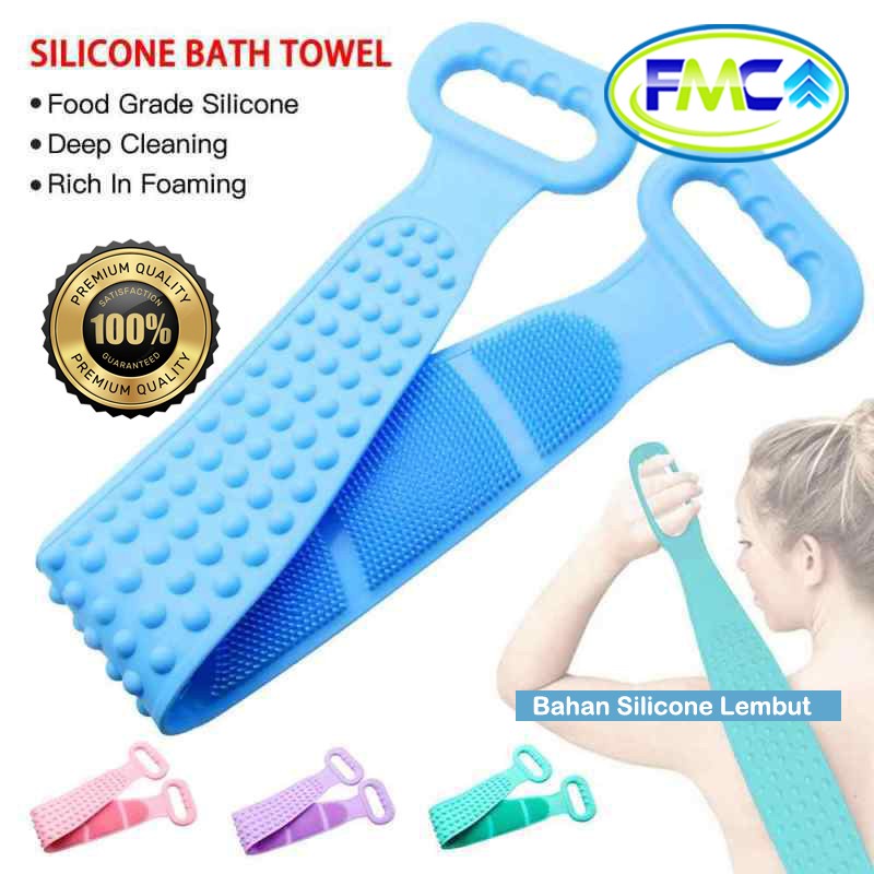 Sikat Punggung Silikon Pembersih Daki Punggung Praktis Silicone Penggosok Badan Sikat  Mandi Brush Pull Back Strip