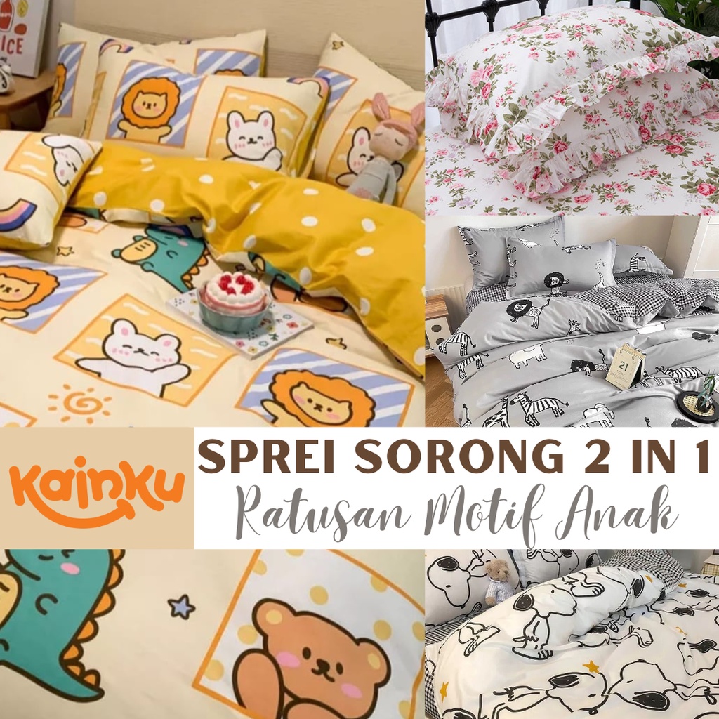 Sprei Sorong 120x200 Rumbai Motif Anak Katun Asli Anti geser