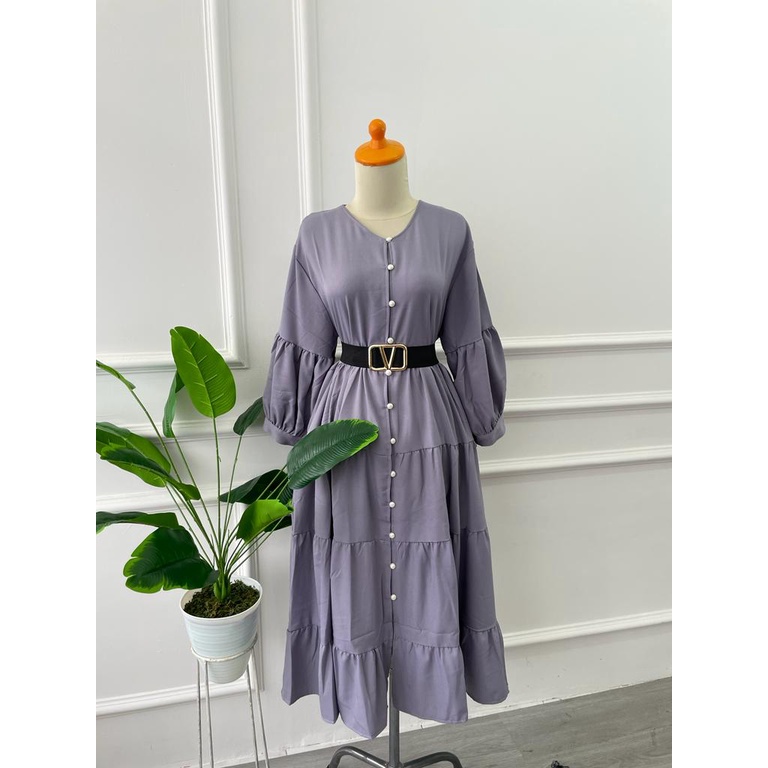 OCHA MIDI DRESS FULL KANCING  MIDI DRESS TUNIK BALON BUSUI BUMIL GROSIR ECER MUSLIM