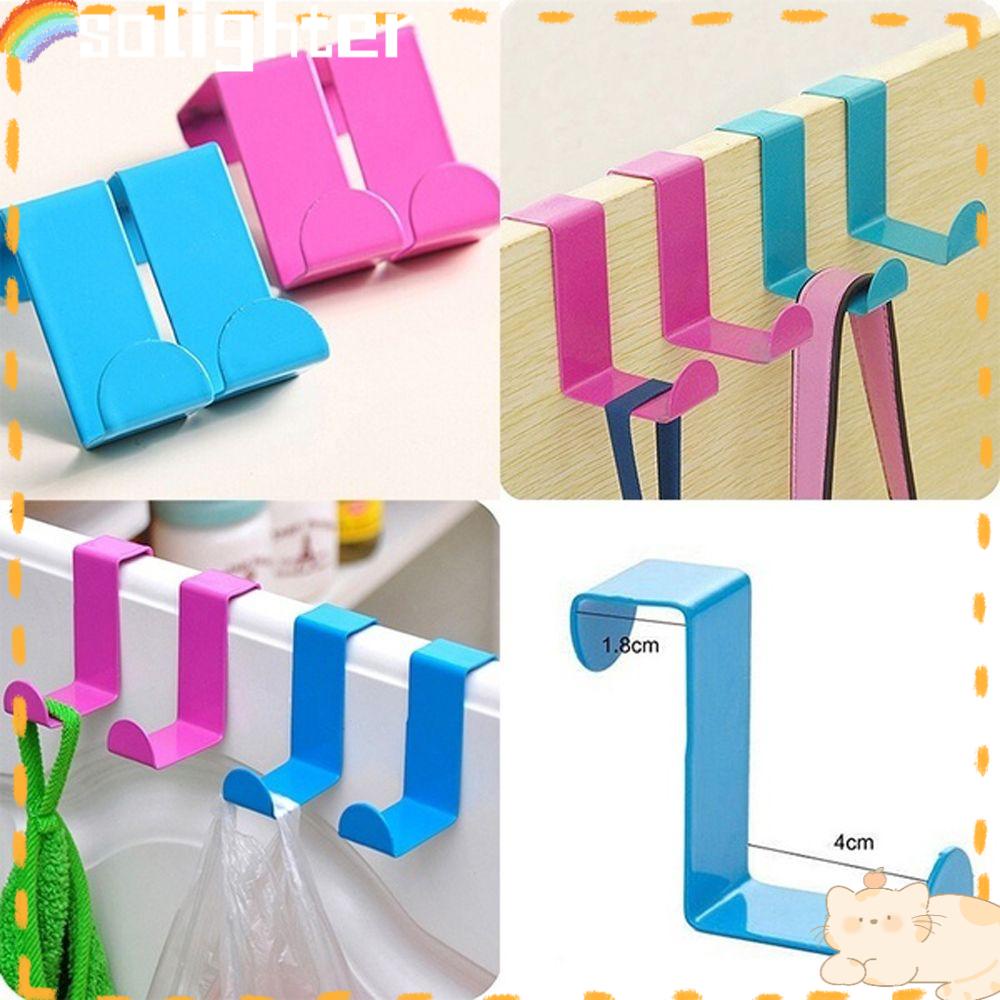 Solighter 2PCS Over The Door Hooks Organisasi Bentuk Z Holder Dapur Gantungan Baju