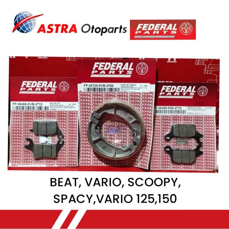 PAKET KAMPAS REM DEPAN BELAKANG UNTUK BEAT, SCOOPY, SPACY DAN VARIO 125,150 LED