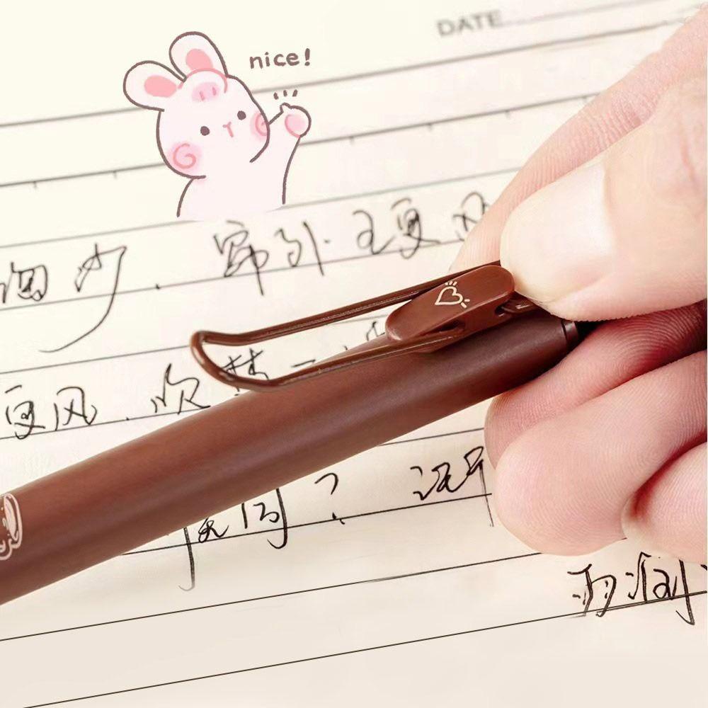 Nanas 4PCS Gel Pen Biji Kopi Untuk Menulis Tinta Warna Hitam Kreatif Alat Tulis Pena Netral