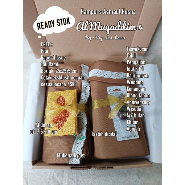 PAKET AL MUQADDIM. Hampers Kado Hadiah Gift Box Souvenir Parcel Mukena ultah pengajian tahlil