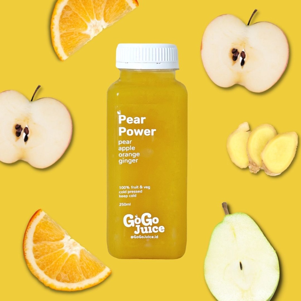 

Pear Power 250ML | Cold Pressed Juice Jus Pir Apel Jeruk Jahe 100% Murni Asli Anti Virus Fruit Juice