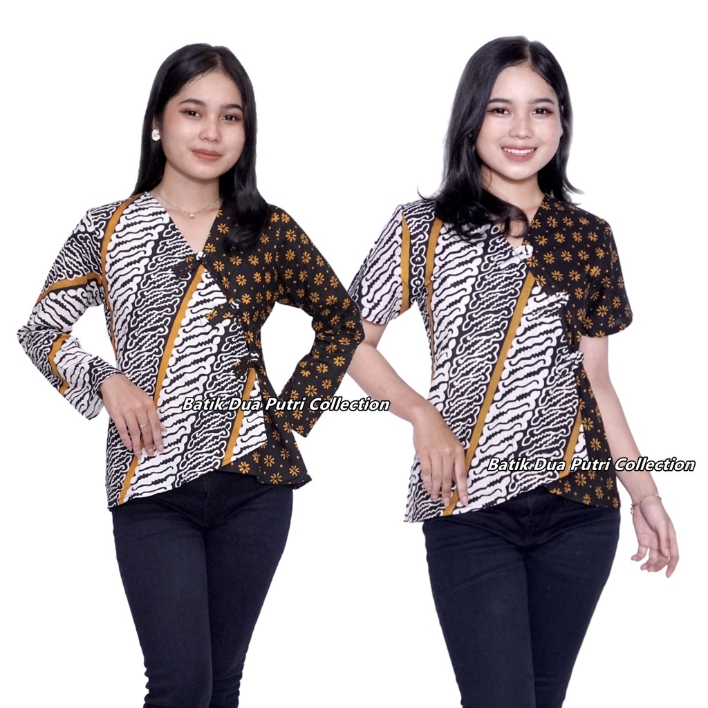 Atasan Batik Wanita Batik Cap Modern Minimalis primadona Blouse Batik Wanita