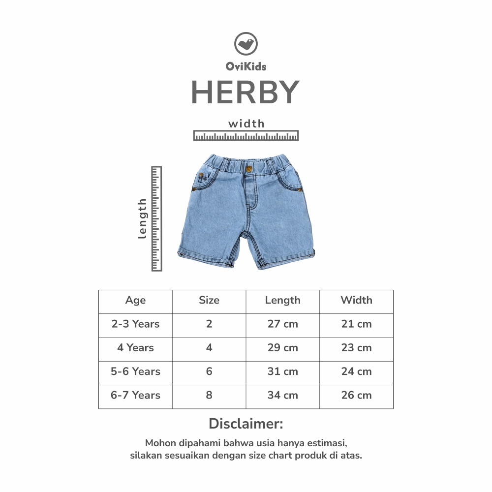 HERBY / DARBY COMFY JEANS CELANA PENDEK JEANS ANAK LAKI-LAKI 2-7 TAHUN OVIKIDS