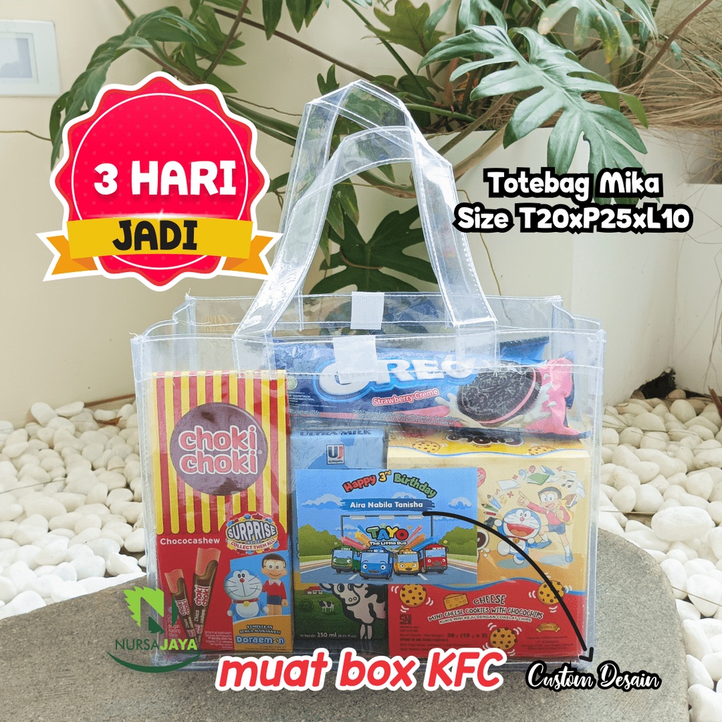 20x25x10 0.13 Tas Mika Transparan Souvenir Tas Ulang Tahun Ultah Hampers Goody Bag