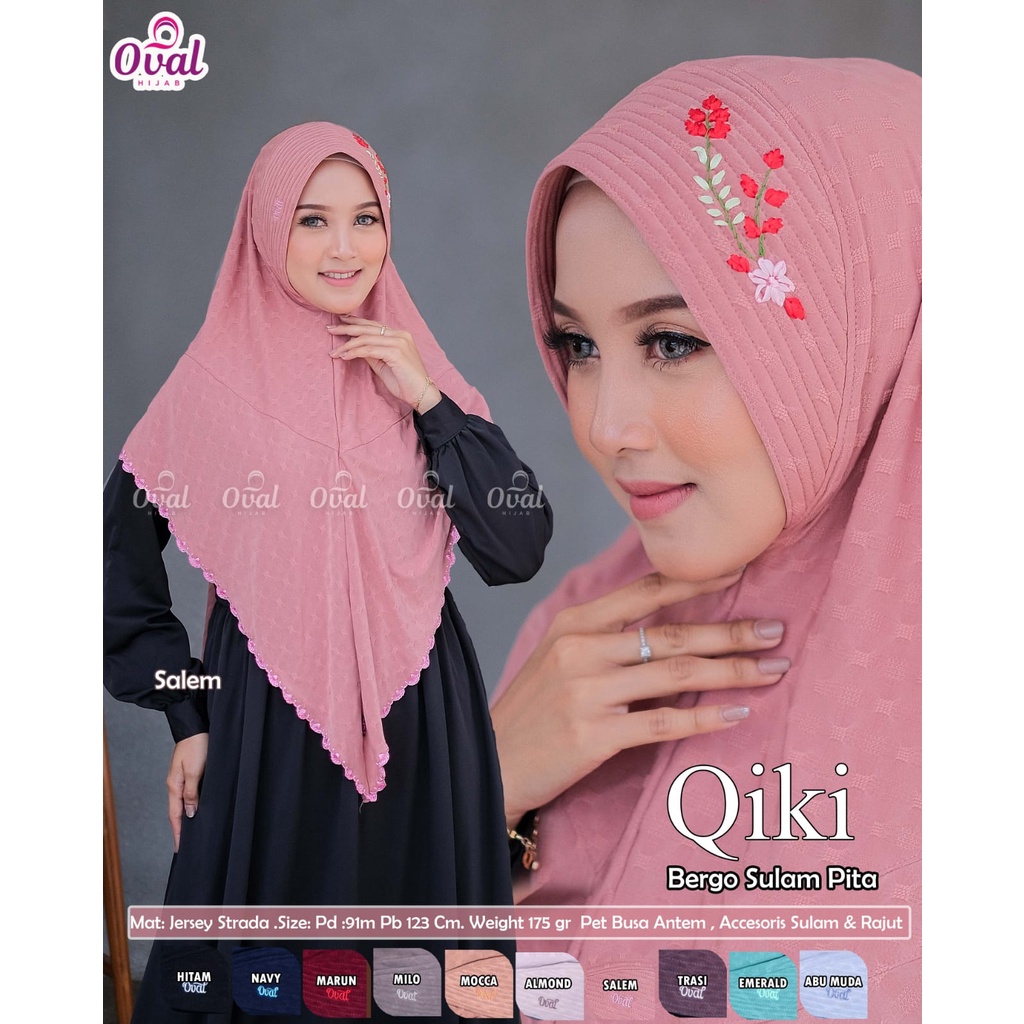 Qiki Bergo Sulam Pita Hijab Wanita By Oval Jersey Strada