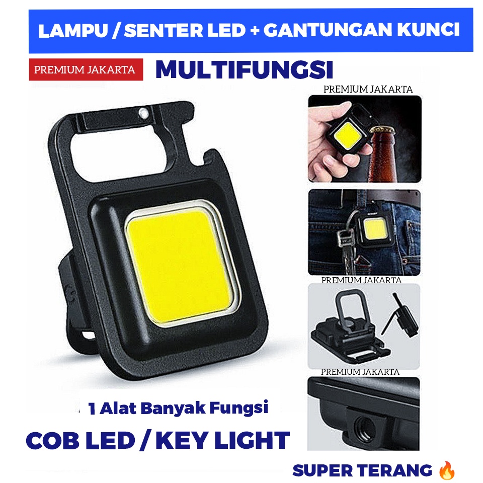 Lampu Led Gantungan Kunci - Lampu Senter Led Cob Super Terang 3 Level - Key Light Rechargeable Multifungsi